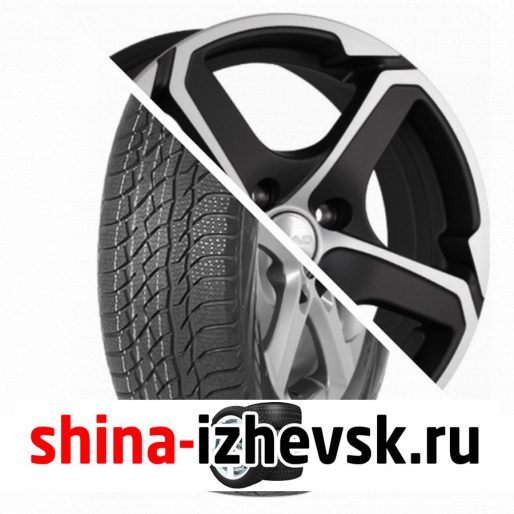 Колесо в сборе Viatti Bosco зима (V-526) 205/70 R15 T 96 + СКАД Аллигатор 6xR15 4×100 ET48 DIA54.1 Черный матовый с полированным элементом в Ижевске